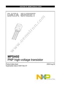 MPSA92 Datasheet Cover