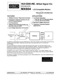 MX604TN-REEL Datasheet Cover