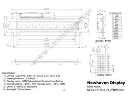 NHD-0116DZ-FL-YBW-33V Datasheet Page 3