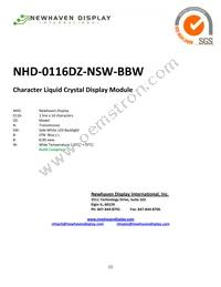 NHD-0116DZ-NSW-BBW Datasheet Cover
