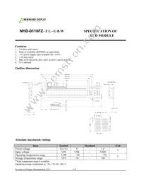 NHD-0116FZ-FL-GBW Datasheet Page 2