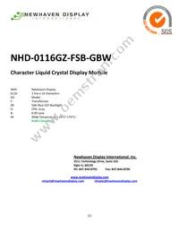 NHD-0116GZ-FSB-GBW Datasheet Cover