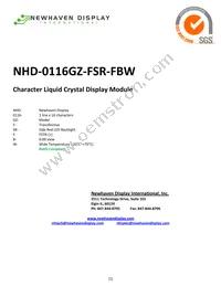 NHD-0116GZ-FSR-FBW Datasheet Cover
