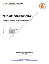 NHD-0116GZ-FSW-GBW Datasheet Cover