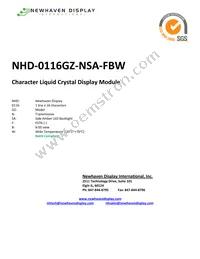 NHD-0116GZ-NSA-FBW Datasheet Cover