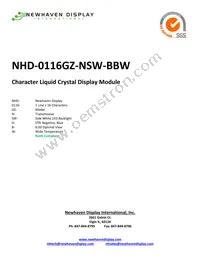 NHD-0116GZ-NSW-BBW Datasheet Cover