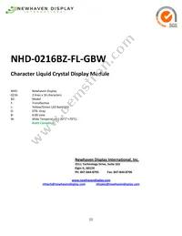 NHD-0216BZ-FL-GBW Datasheet Cover