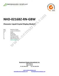 NHD-0216BZ-RN-GBW Datasheet Cover