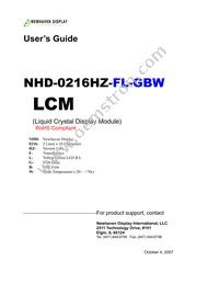 NHD-0216HZ-FL-GBW Datasheet Cover