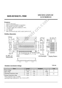 NHD-0216HZ-FL-YBW Datasheet Page 2