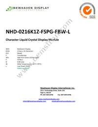 NHD-0216K1Z-FSPG-FBW-L Datasheet Cover