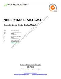 NHD-0216K1Z-FSR-FBW-L Datasheet Cover