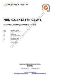 NHD-0216K1Z-FSR-GBW-L Datasheet Cover