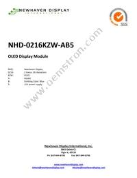 NHD-0216KZW-AB5 Datasheet Cover