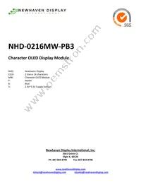 NHD-0216MW-PB3 Datasheet Cover