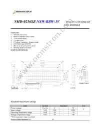 NHD-0216SZ-NSW-BBW-3V Datasheet Page 2