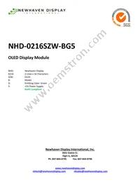 NHD-0216SZW-BG5 Datasheet Cover
