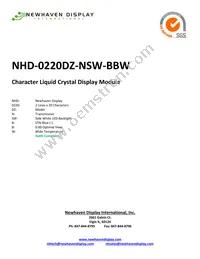 NHD-0220DZ-NSW-BBW Datasheet Cover