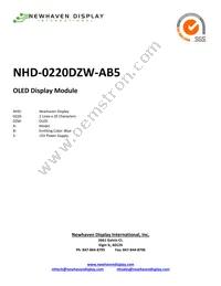 NHD-0220DZW-AB5 Datasheet Cover
