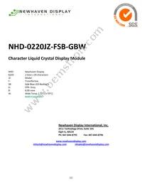 NHD-0220JZ-FSB-GBW Datasheet Cover