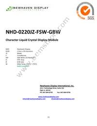 NHD-0220JZ-FSW-GBW Datasheet Cover