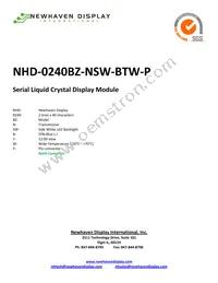 NHD-0240BZ-NSW-BTW-P Datasheet Cover