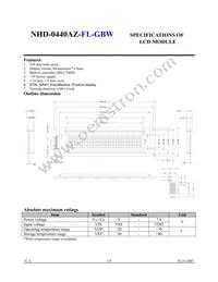 NHD-0440AZ-FL-GBW Datasheet Page 2