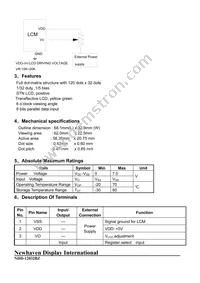 NHD-12032BZ-FSY-YBW Datasheet Page 4