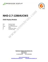 NHD-2.7-12864UCW3 Datasheet Cover
