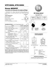 NTB18N06G Datasheet Cover