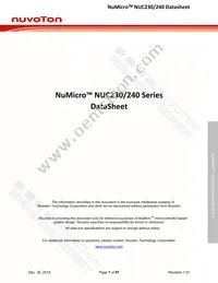 NUC230VE3AE Datasheet Cover