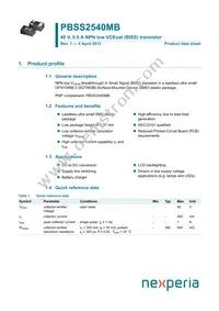 PBSS2540MB Datasheet Cover