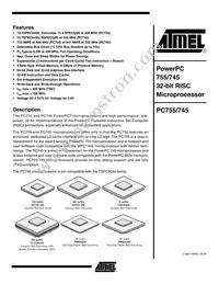 PCX755CVZFU400LE Datasheet Cover