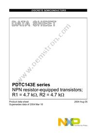 PDTC143ES Datasheet Cover