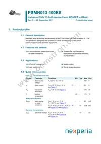 PSMN013-100ES Datasheet Cover