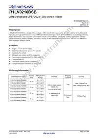 R1LV0216BSB-7SI#S0 Datasheet Cover