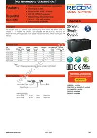 RAC20-12SN Datasheet Cover