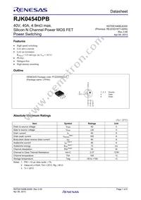 RJK0454DPB-00#J5 Datasheet Cover