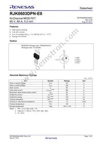 RJK0603DPN-E0#T2 Datasheet Cover
