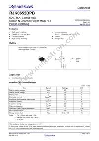 RJK0652DPB-00#J5 Datasheet Cover