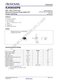 RJK0654DPB-00#J5 Datasheet Cover