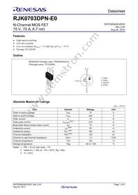 RJK0703DPN-E0#T2 Datasheet Cover