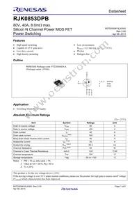 RJK0853DPB-00#J5 Datasheet Cover