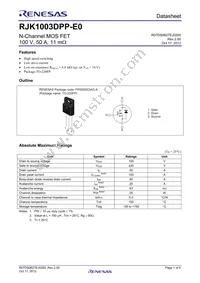 RJK1003DPP-E0#T2 Datasheet Cover