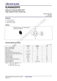 RJK6002DPD-00#J2 Datasheet Cover