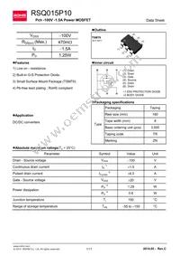 RSQ015P10TR Datasheet Cover