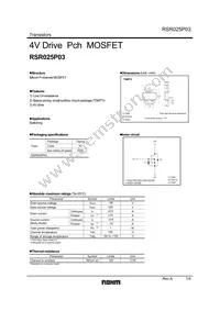 RSR025P03TL Datasheet Cover