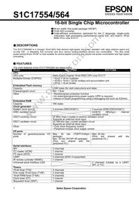 S1C17564F111100 Datasheet Cover