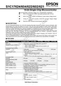 S1C17602F101100 Datasheet Cover