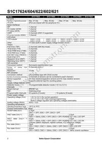 S1C17602F101100 Datasheet Page 2